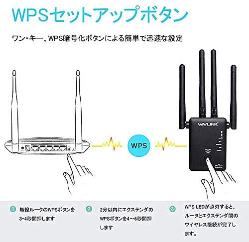 Wifi 中継器 WAVLINK 11ac/n/a/g/b 無線LAN 中継器 867+300Mbps 1200Mbps AP/ルータ/無線 ...