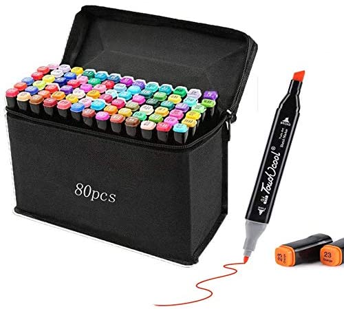 リアルサープラス Hosum イラストマーカー 80色 セット 水彩ペン 2種類のペン先 太字 細字コミック用 塗り絵 描画 落書き 学習用の カラーペンセット 送料込 Design Tours Com