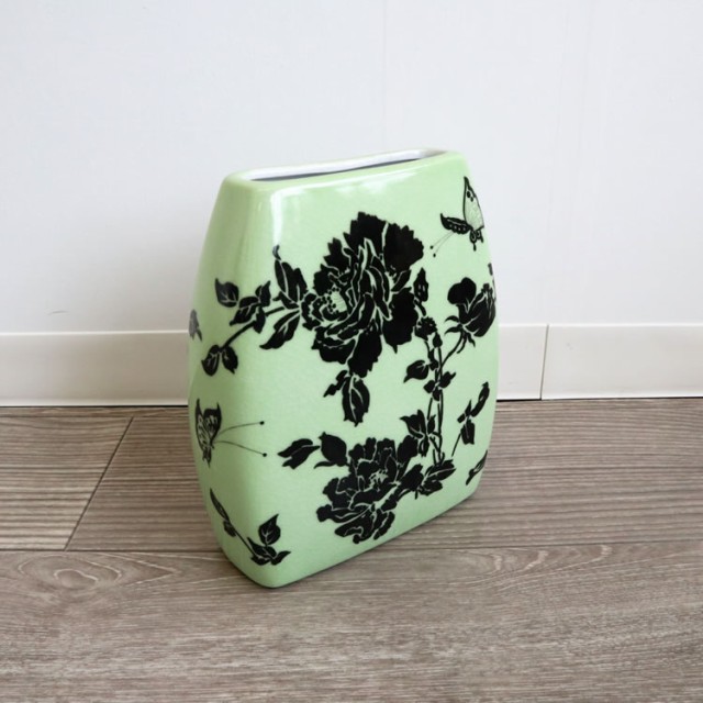 日本公式品 花瓶 おしゃれ 陶磁器 かわいい レトロ イラスト 黒バラ 保障できる Carlavista Com