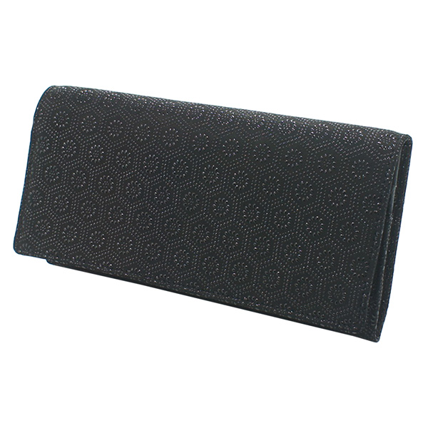 内祝い 印伝 甲州印伝 印傳屋 長財布 長サイフ 束入れ 2109 亀甲 黒地 黒漆 和柄 Ym01 おしゃれ人気