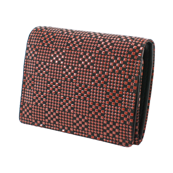 人気絶頂 印伝 甲州印伝 印傳屋 財布 二つ折り財布 24 変わり市松小 黒地 赤漆 和柄 特注カラー Ym01 現金特価 Centrodeladultomayor Com Uy