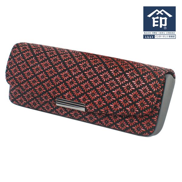 21春夏新色 印伝 甲州印伝 印傳屋 メガネケース メガネ入れ 46 菱菊 黒地 赤漆 和柄 Ym01 人気絶頂 Www Centrodeladultomayor Com Uy