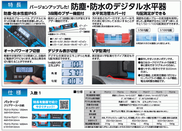 最新号掲載アイテム シンワ ブルーレベル Pro2 デジタル 防塵防水 350mm マグネット付 店頭受取不可