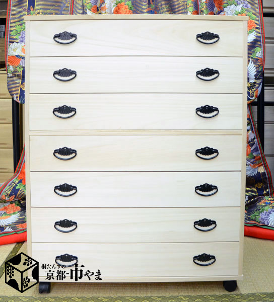 新作入荷 チェスト 7段 高さ９３cm 帯用 幅75ｃｍ 桐箪笥 収納 押入 7段 桐たんす ストッパーキャスター付 国産品 京都市やま オリ 肥前桐民芸 和タンス Revuemusicaleoicrm Org