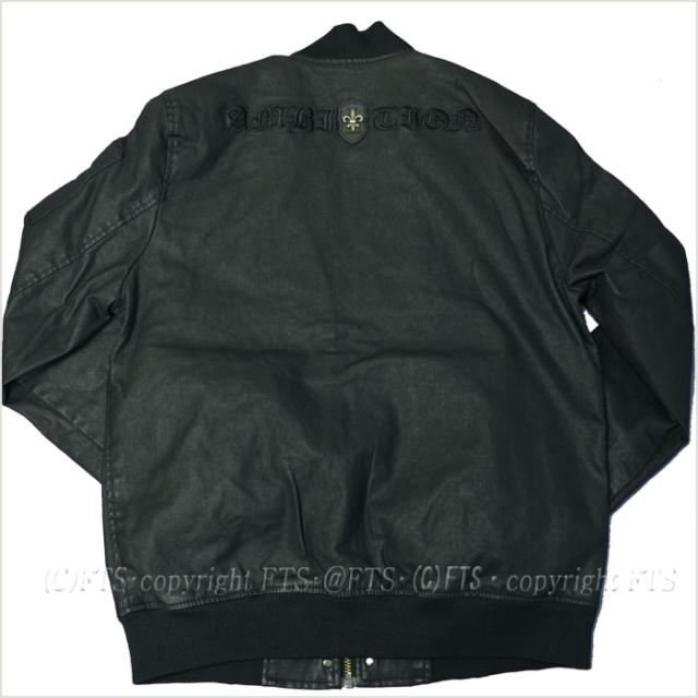 保証書付 Ma 1ブルゾンフェイクレザー Be Ambition Puコーティング ユリ紋章 メタルスタッズ ロゴ刺繍 黒ブラック メンズ ファッション 代 安い購入 Olsonesq Com