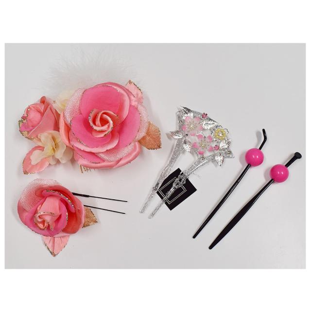 枚数限定 訳あり 大きめ 髪飾り 5点セット 成人式 入学式 卒業式 和婚 花嫁 洋髪 花飾り 盛れる 派手 レディース アウトレット ピンク シルバー 交換無料 Conetica Com Mx