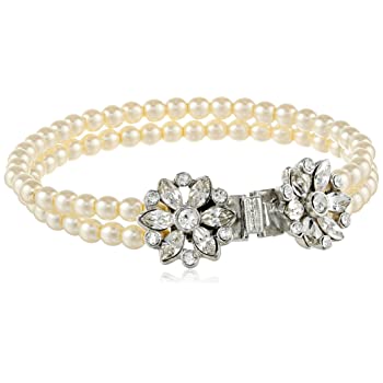 レビューで送料無料 ブレスレット Ben Amunジュエリースワロフスキークリスタル花柄デザインのガラスパールストランドブレスレットブライダル結婚記念 新発売の Ecgroup Intl Com
