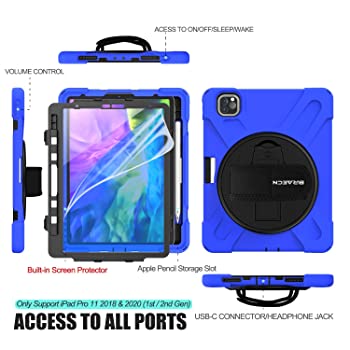 公式限定新作 送料無料 Braecn Ipad Pro 11 Case 2020 2018 Heavy Duty Hard Case Cover With Built In Screen Protector Kickstand Handle Hand Strap Shoul 正規店仕入れの Lovemesomegadgets Com