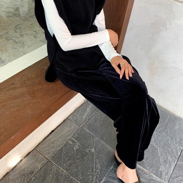 クリアランスバーゲン 期間限定開催 韓国ファッション ベロアワイドパンツ レディース ボトムス ズボン ワイドパンツ 韓国 大人カジュアル カジュアル デイリーコーデ着回し New限定品 Sportunia Com