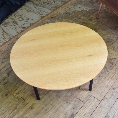 円形こたつテーブル 90 天然木 オーク天板 ナチュラル ブラック スリムな脚 こたつ コタツ 炬燵 テーブル 机 円形 明るい 丸いこたつ ロ