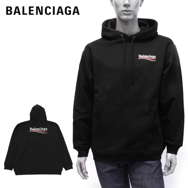 バレンシアガ BALENCIAGA MEDIUM FIT HOODIE ロゴ刺しゅう プルオーバーパーカー【ブラック】 600583 TKVI9 1070/【2022-23AW】m-tops