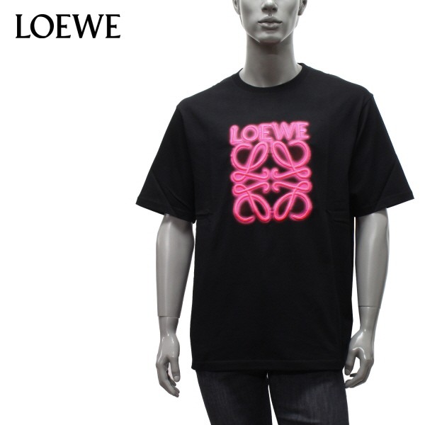 ロエベ LOEWE LOEWE NEON T SHIRT ネオンアナグラム刺しゅう Tシャツ【ブラック】 H526Y22X12 8964/【2022SS】m-tops