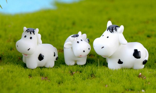 乳牛 うし 3タイプ オリジナル お任せ テラリウムフィギュア コケリウム テラリウムキット 動物 ミニチュア ジオラマ