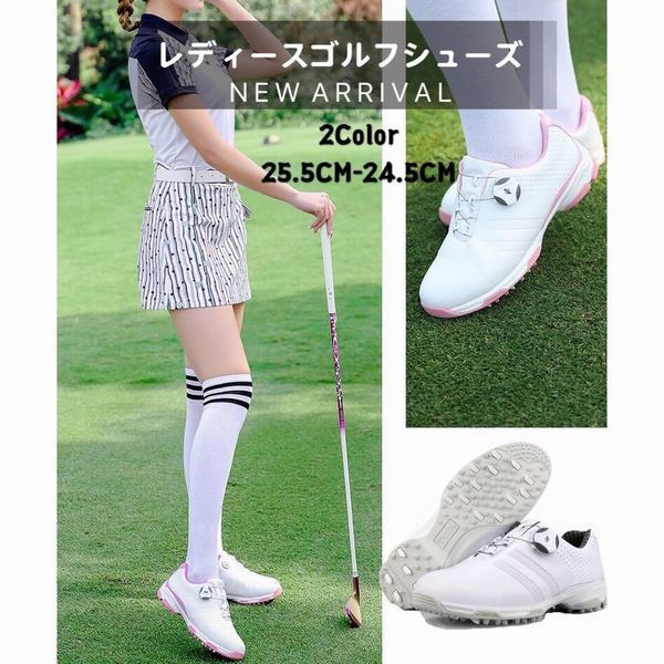 無料長期保証 レディース ゴルフシューズ ダイヤル式 ソフトスパイク スニーカー スパイクシューズ 防水 Golf靴 軽量 通気性 スポーツシューズ 運動 防 公式 Olsonesq Com