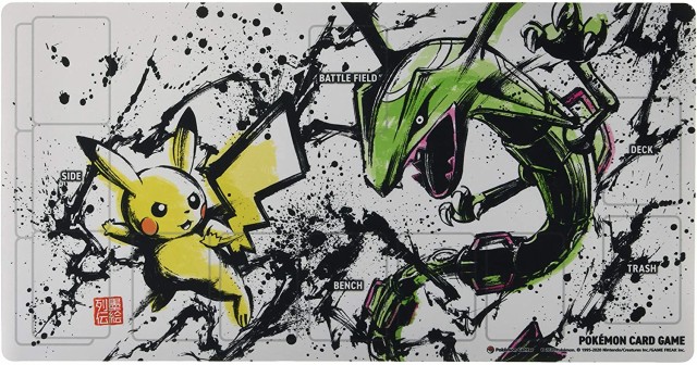 半額品 ポケモンセンターオリジナル ポケモンカードゲーム ラバープレイマット 墨絵列伝 ピカチュウ レックウザ 日本製 Www Komisushi It