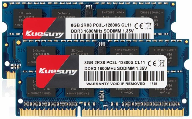 ノートPC用メモリ1.35V (低電圧) DDR3 1600（PC3L-12800）8GB×2枚 204Pin CL11 Non-ECC S