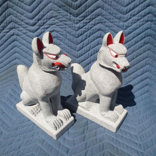 いといわれ キツネ 置物 石 御影石の通販はau Pay マーケット 石材店サンソー