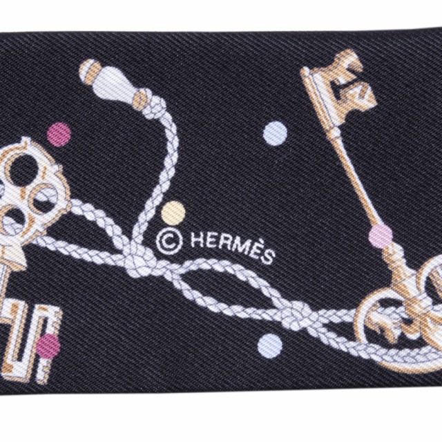 HERMES エルメス Les Cles a Pois レ・クレ・ア・ポア 063871S 04 ツイリー 2022SS スカーフ ブラック