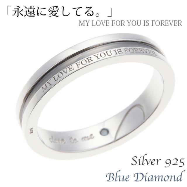 正規 品 激安 ブラックライン メンズ アクセサリー ジュエリー リング 永遠に愛してる ブルーダイアモンド カジュアル 通販 シルバーアクセサリー メタル ギ シルバー925製 メタル シンプル 短納期 高品質