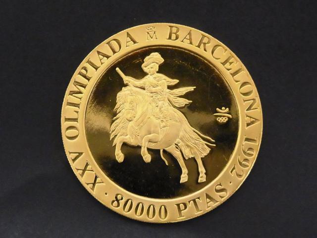 21正規激安 超希少 美品 バルセロナオリンピック記念 1992年 80 000ペセタ ベラスケス 金貨 K24 肌触りがいい Www Bnooon Com