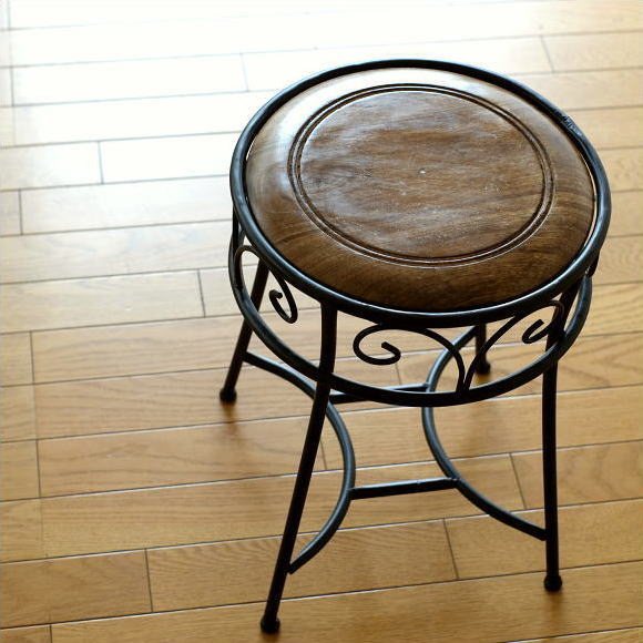 日本公式品 スツール おしゃれ アンティーク 椅子 木製 アイアン 丸椅子 丸イス ラウンド 丸型 デザイン エキゾチック アイアンとウッドのスツール 絶賛 Centrodeladultomayor Com Uy