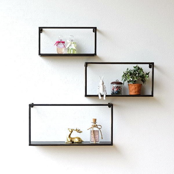 テレビで話題 ウォールシェルフ ウォールシェルフ おしゃれ ウォールラック アイアン 壁掛け 棚 壁飾り 飾り棚 壁面収納 スクエアディスプレイシェルフ3個セット Toiro Houkago Com