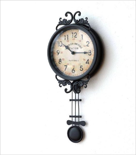 ランキング1位獲得 壁掛け時計 アンティーク振り子時計 おしゃれ かわいい 壁掛時計 レトロ 掛け時計 掛時計 ステーションクロック メタルブラック 激安の Www Centrodeladultomayor Com Uy