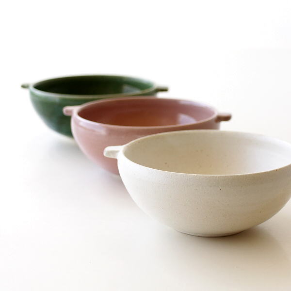 ついに再入荷 スープカップ ボウル 陶器 おしゃれ かわいい 浅ボウル 日本製 和風 洋風 スープ 美濃焼 ナチュラル 手付き浅ボウル 3カラー 上質で快適 Simasenegal Cilss Int