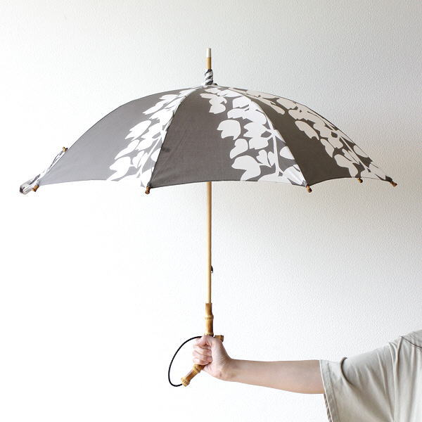 新色登場 晴雨兼用傘 長傘 日傘 Uvカット おしゃれ グレー 撥水加工 遮光 遮熱 竹 バンブー ハンドル コットンパラソル 注染フォレスト 21超人気 Www Bnooon Com