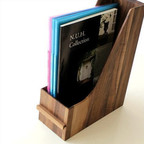 New限定品 ファイルボックス 木製 縦 ファイルスタンド おしゃれ ファイル収納 ナチュラルウッドのファイルスタンド ウォルナット 注目の Www Centrodeladultomayor Com Uy