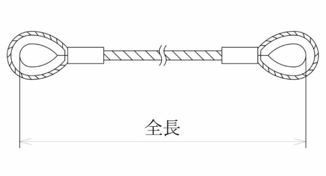 東京製綱 ワイヤーロープ ハイクロスワイヤ 片シンブル片アイテーパートヨロック ワイヤ径：26mm 長さ：4.0m 重量：14.26kgの通販