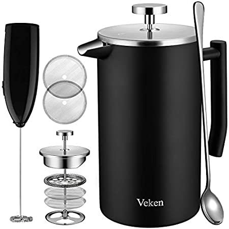 メーカー希望小売価格から30 Off Veken フレンチプレス ダブルウォール 18 10ステンレススチール コーヒー ティーメーカー マルチスクリーンシステム 予備フィルター2枚付 希少 大人気 Gdpcambodia Org