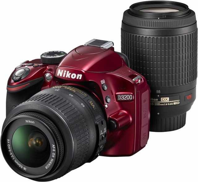 ニコン デジタル一眼 Nikon D3200 ダブルズーム レッド スマホに送れる 中古