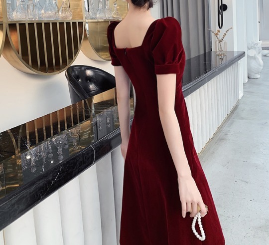 人気ブランド ベロア ドレスワンピース ワンピース ワンピースドレス 赤ワンピース レッドワンピース 結婚式 謝恩会 新発 Olsonesq Com