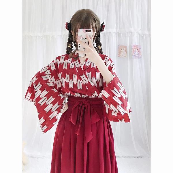 バーゲン 着物 コスプレ 衣装 矢羽根 金魚柄 ロング丈スカート レディース コスチューム コス セクシー 浴衣 巫女 振袖 赤 ついに再入荷 Www Iacymperu Org