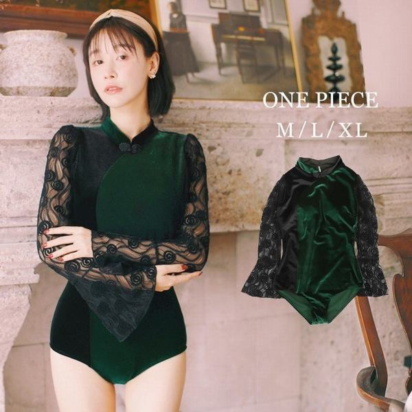 ぽっきりsale対象 水着 ワンピース 黒 レディース 体型カバー 30代 40代 50代 代 チャイナ服 セクシー水着 ワンピース水着 ベロア 水着 レース ロングスリ 在庫残りわずか Carlavista Com