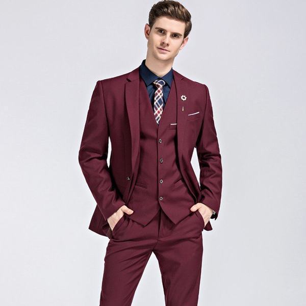正規店仕入れの 紳士服 ベスト付き メンズスーツ ビジネススーツ 1ツ釦 スリムバージョン 1ボタンビジネススーツ 男性用 パンツ レッドスーツ ３点セット 新品即決 Carlavista Com