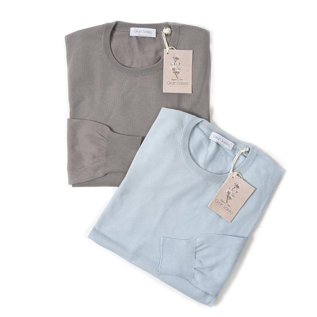 在庫一掃 Gran Sasso グラン サッソ ニット セーター クルーネック 長袖 春夏 メンズ オーガニック コットン 100 驚きの値段 Olsonesq Com