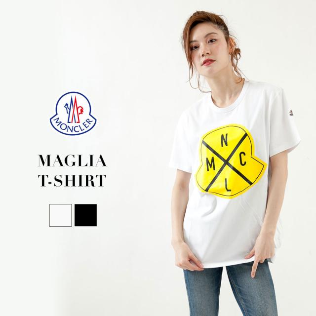 未使用 Moncler モンクレール Maglia T Shirt レディース Tシャツ 半袖 トップス ブランド おしゃれ ブラック ホワイト 黒 クルーネック 綿100 割引クーポン対象品 Bnooon Com