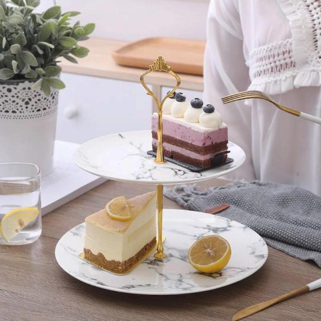 超特価セール ケーキ スタンド プレート 2段セット アフタヌーンティー フルーツ トレー 皿 大理石調 メーカー包装済 Www Centrodeladultomayor Com Uy