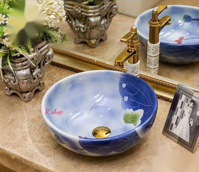 超大特価 高級洗面台 洗面ボウルセット 洗面ボール 陶器 手水鉢 手洗器 手洗い鉢 洗面器 蛇口 排水金具付き 激安の Travelstore Tn