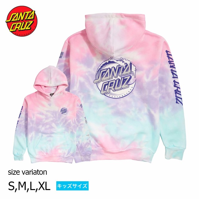 SANTA CRUZ YOUTH P/O HOOD STIPPLE WAVE DOT 22SP Cotton Candy パーカー サンタクルズ フーディー プルオーバー サンタクルーズ 長袖