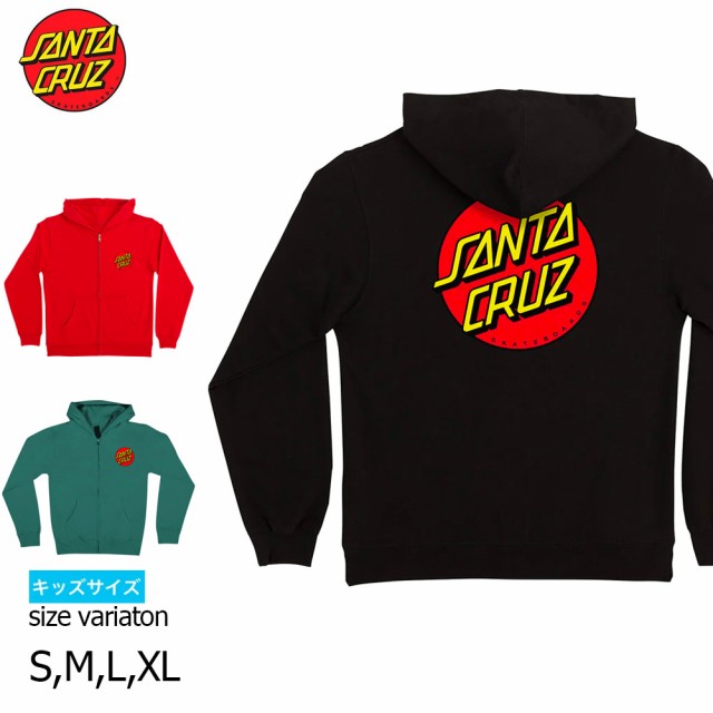 SANTA CRUZ YOUTH ZIP HOOD CLASSIC DOT 22SP ALP GRN BLACK RED パーカー サンタクルズ フーディー ジップ サンタクルーズ 長袖 キッズ