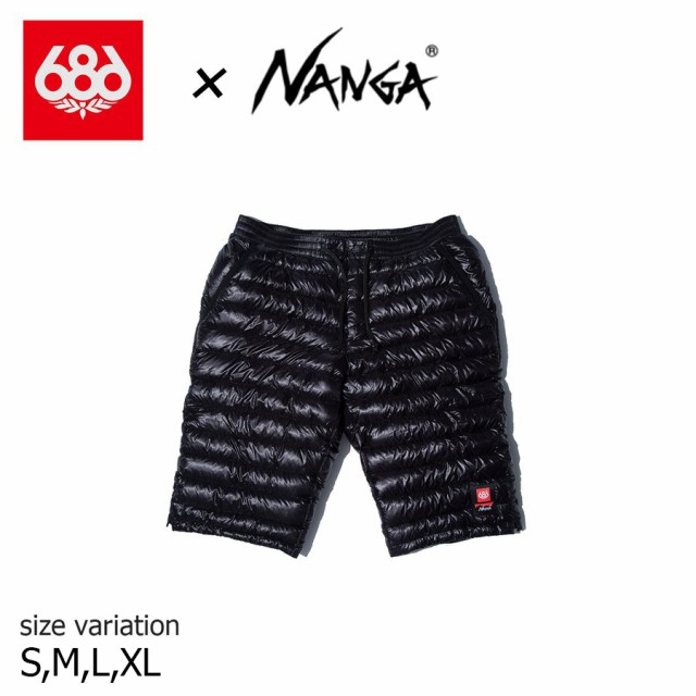 NANGA × 686 DOWN HALF PANTS BLACK スノーボード シックスエイトシックス ロクハチロク ナンガ スノーウェア スノボー インナー ハーフ