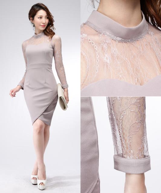 独創的 S 2xlサイズ シースルーレース ハイネック タイトスリーブ ストレッチ ワンピース ドレス パーティー ドレス 大きいサイズ Lサイズ 国内配送 Farmerscentre Com Ng