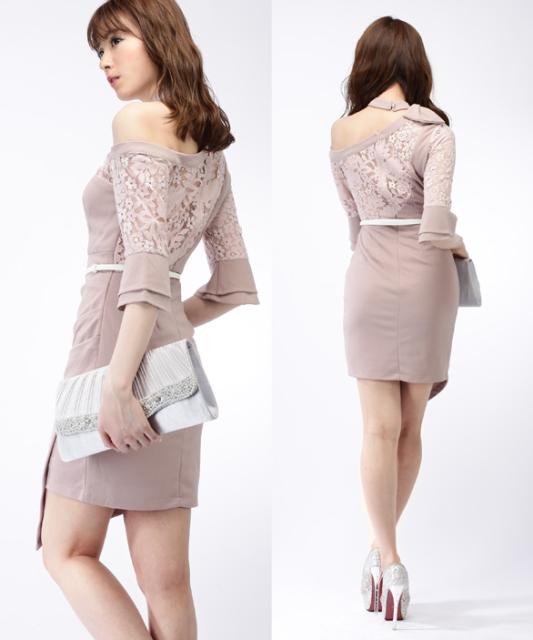 在庫限り 2サイズ ベルト付き ワンショルダー ネックリボン アンブレラスリーブ ワンピース ドレス キャバドレス 大きいサイズ Lサイズ 高知インター店 Carlavista Com