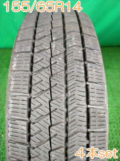 送料無料 [ W2388 ] BRIDGESTONE ブリヂストン 155/65R14 75Q BLIZZAK VRX2 冬タイヤ スタッドレスタイヤ 4本セット 【中古タイヤ】