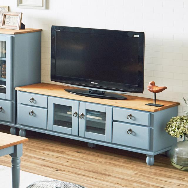 新品本物 フレンチカントリー家具 テレビボード 完成品 幅1 ブルーグレー 手作り ナチュラル 北欧カントリー風 カントリー調父の日のプレゼント Expectation Www Bnooon Com