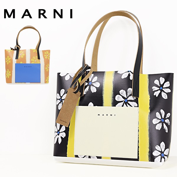 MARNI マルニ SHOPPING BAG EW WITH POCKET SHMP0066A1 P4605 トートバッグ 花柄 ロゴ 軽量 通学 レディース