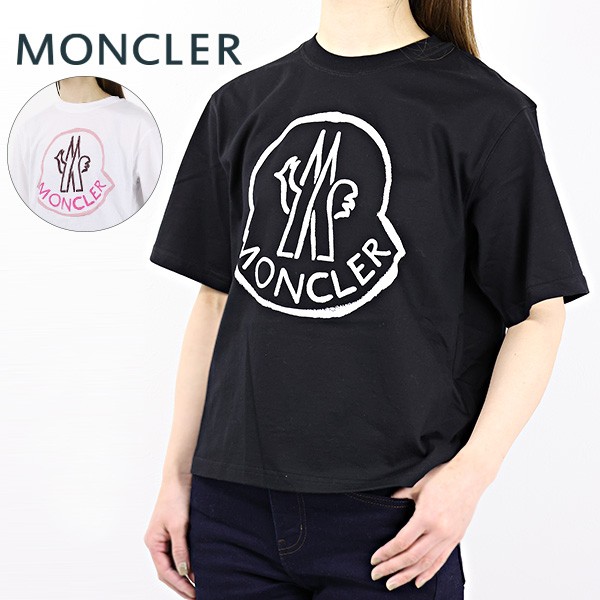 MONCLER モンクレール T-SHIRT 8C000 09 829FB 001 999 Tシャツ ロゴ ロゴTシャツ コットン シンプル 半袖 クルーネック レディース